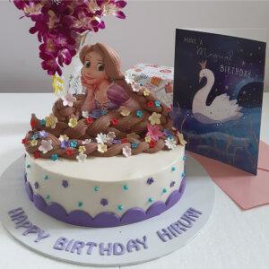 Rapunzel themed printed topper cake
