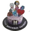 BTS themed cake with printed topers