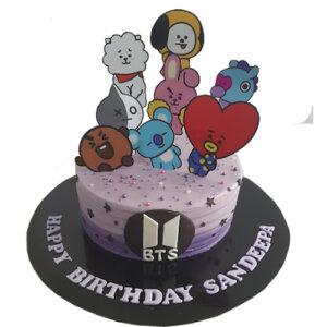 BTS themed cake with printed topers