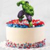 Incredible hulk printed topper cake