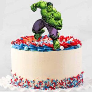 Incredible hulk printed topper cake
