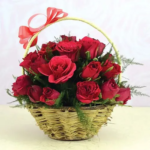 12 Red Roses in a Basket
