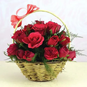 Red roses in a basket