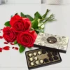 3 roses bunch and revello roses chocolate box