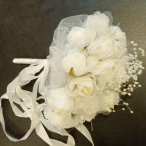Artiificial white roses bridal bouquet