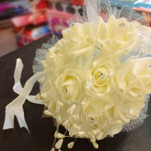 White Foam Roses Wedding Bouquet