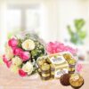Pink and White Roses with Ferrero