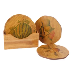 6 pcs wooden cup holder table mat
