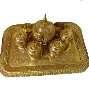 7 pieces brass buddha puja set with tray