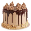 Coffee cake dripped cake with cashew nuts.