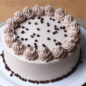 coffee cake with buttercream frosting and chips