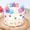 Rainbow Color Buttercream Cake with Smarties