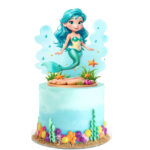 Ariel Princess Printed Topper Cake with Underwater Design