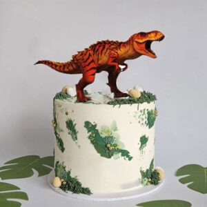 This Tyrannosaurus Printed Topper Cake is the perfect way to celebrate your child's dinosaur-themed birthday party.