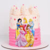 Embark on a magical journey with this enchanting Disney Princesses printed topper cake! This delightful dessert is adorned with charming images of beloved Disney Princesses.