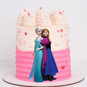 Create a magical Frozen-themed party with this enchanting Frozen printed topper cake!