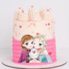 Create a magical Frozen-themed party with this enchanting Frozen printed topper cake!