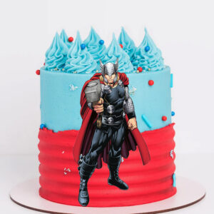 Summon the power of Asgard with this magnificent Thor Printed Topper Cake!