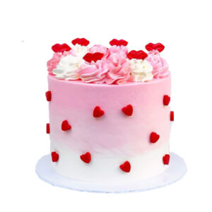 Buttercream Cake with Hearts Design