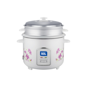 The sleek rice cooker design complements any modern kitchen.