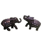 Elegant Black Polymer Elephant Couple - 6.5 inch width x 4.5 inch height