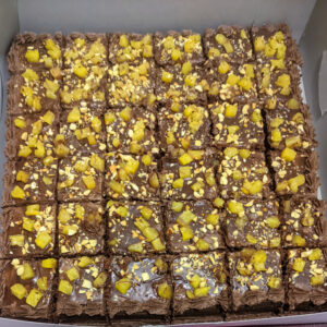 Chocolate Cake with Pineapple & Cashew Topping
