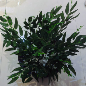 Each branch in this bunch is meticulously designed with slender, elongated leaves in varying shades of natural green