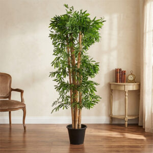 A tree with genuine natural bamboo poles (trunk) and premium synthetic leaves