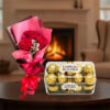 3 Red Roses & Ferrero Rocher chocolates 16 Pcs