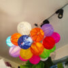 Chinese Round Waterproof Fabric Lantern (Nylon Silk) (12 Inch, Mix Colour) - Pack of 5