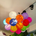 Chinese Round Waterproof Fabric Lantern (Nylon Silk) (12 Inch, Mix Colour) - Pack of 5