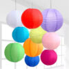 Chinese Round Waterproof Fabric Lantern (Nylon Silk) (8 Inch, Mix Colour) - Pack of 5