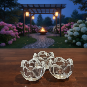 Lotus Flower Crystal Tea Light Candle Holder 1 Pc