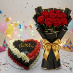 Heart of Romance Combo: Cake & 12 Red Roses