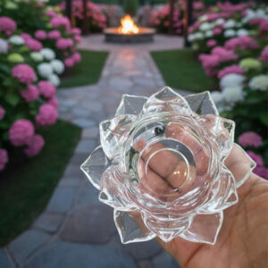 Lotus Flower Crystal Glass Candle Holder 1Pc