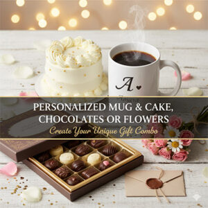 Mug & Cake, Chocolates or Flowers