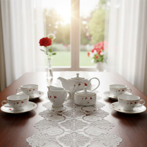 ☕ Dankotuwa Red Flower 17 Pieces Tea Set