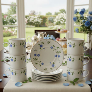 ☕ Dankotuwa Blue Rose 12 Pieces Tea Set