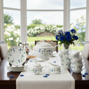☕ Dankotuwa Blue Rose 17 Pieces Tea Set
