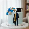 "He Did It!" Graduation Cake with Printed Topper for Boy