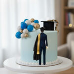 "He Did It!" Graduation Cake with Printed Topper for Boy