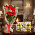 The Timeless Romance Bundle – Half-Dozen Red Roses & Ferrero Rocher