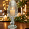 Vintage Scalloped Glass Candle Holder with Hurricane Chimney