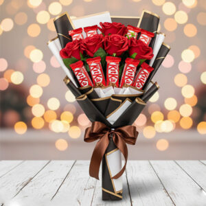 6 Red Roses & 9 KitKat Bouquet