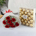 The New Romance: 8 Red Roses & Ferrero Rocher (300g)