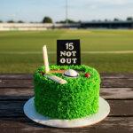 "Not Out" Cricket Pitch Cake