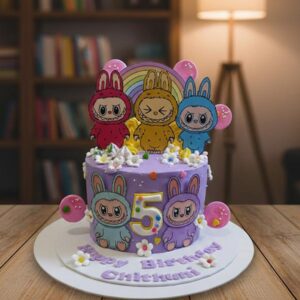 Labubu Themed Printed Topper Cake - Buttercream Finish