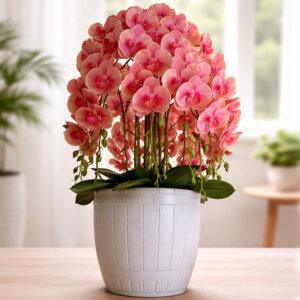A captivating arrangement of 10-stem artificial Phalaenopsis orchids
