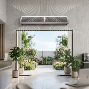 This air curtain creates an invisible air barrier across doorways up to 5 feet wide
