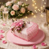 Elegant Heart-Shaped Engagement Cake